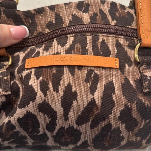 DOLCE&GABBANA Beachwear Leopard Canvas Tote Purse - Picture 4 of 6